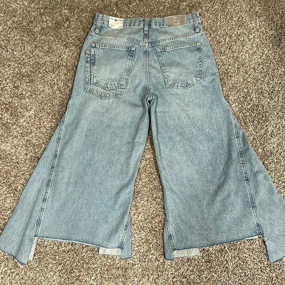 Free People We The Free Ripple Wide Leg Cropped Pieced Jeans